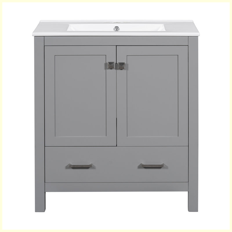 Meuble-lavabo moderne avec lavabo simple et un tiroir, Gris