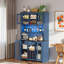 Garde-manger avec porte-verres en métal, porte-bouteilles de vin, tablettes ouvertes, station de charge intégrée et bande lumineuse à DEL-722049259