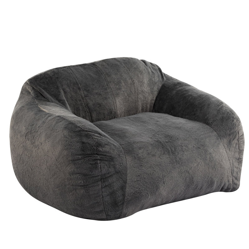 Indoor Bean Bag Chair Of Gray Faux Fur, Shredded Foam For And Comfortable Seating In Urban Lofts Fur Chair, Seating, Suitable Sessions