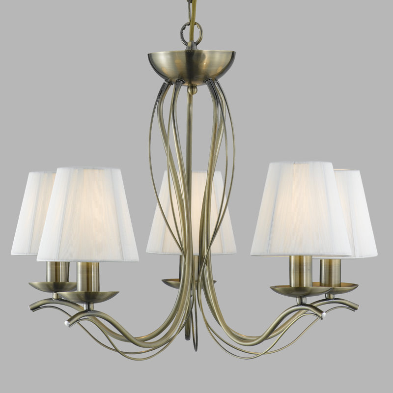 Rodman 5 - Light Shaded Chandelier, Antique Brass