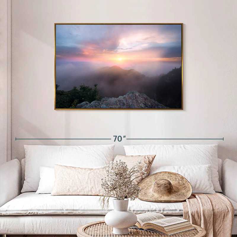 Paysage de Great Smoky Mountain, 43 po x 29 po, Cadre flottant doré