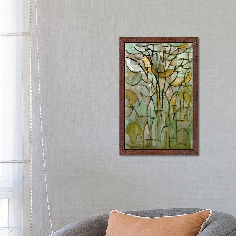 Piet Mondrian - Wrapped Canvas Painting, 66.04 cm H x 45.72 cm W, Brown Framed