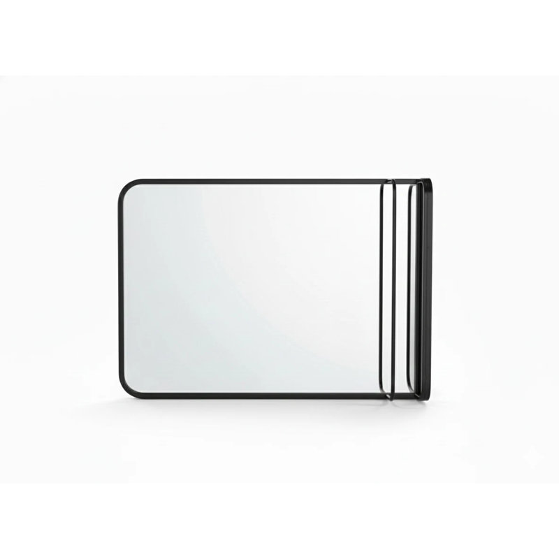 32"x25" Black Metal Framed Vanity Mirror Home Bathroom Wall Mirror Frame Rectangular Anti-rust Vanity Mirror, 25" x 32"
