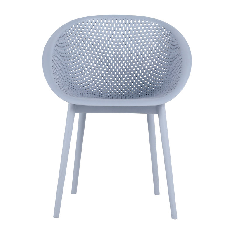 Ensemble de 4 chaises longues modernes en plastique PP résistant aux intempéries avec longue table blanche moderne de 55 pouces pour l'intérieur et l'extérieur