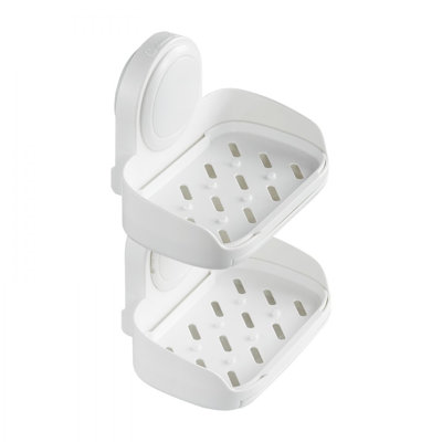 Porte-savon à ventouse avec support à double couche et plateau de drain pour la douche