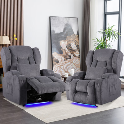 Upholstered Power Reclining Home Theater Seat with Cup Holder