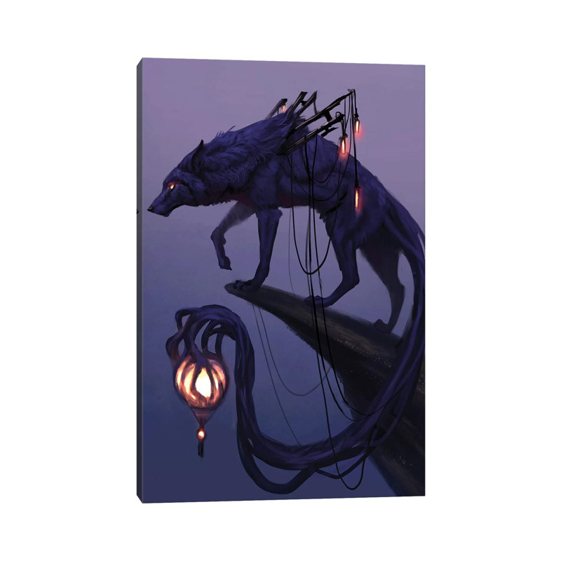 Lantern Wolf by Jade Merien - Wrapped Canvas Gallery-Wrapped Canvas Giclée, 20.32 cm H x 30.48 cm W