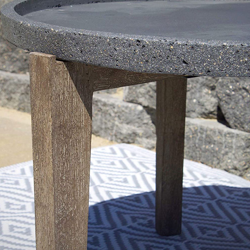 Table d'appoint, Gris foncé, Brun, H 19 po x l 27,4 po x P 27,4 po