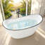 Baignoire autoportante moderne en acrylique de 55 po x 28 po, baignoire de trempage à bordure noire avec dossier double incliné, capacité de 41 gallons et ensemble de bonde
