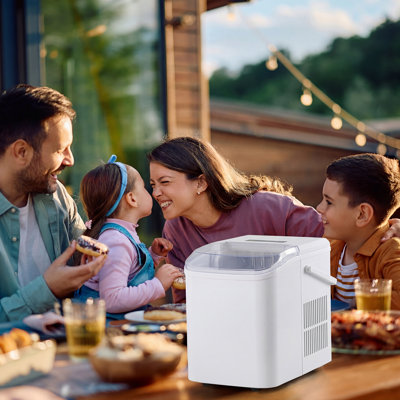 Countertop Ice Maker With Handle,Self-Cleaning Ice Machine,9 Ice Cubes Ready In 6 Mins For Home/Kitchen/Bar/Party/Camping on Fridge.com