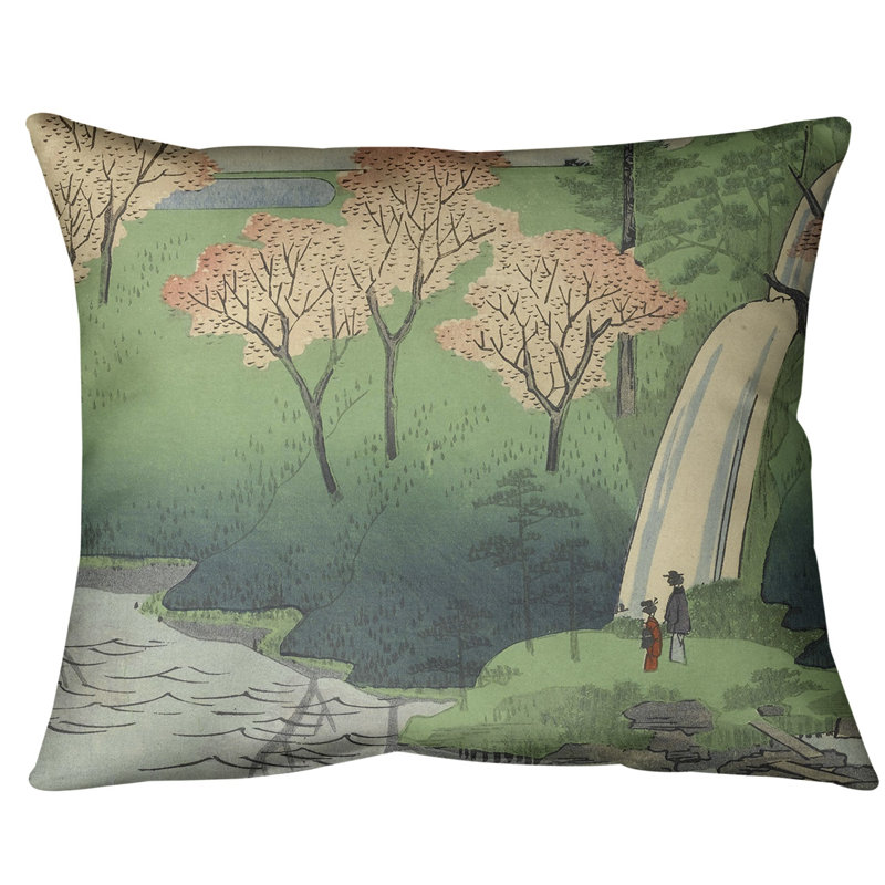 Coussin Chiyogaike, 14 po x 10 po, Pêche, Duvet synthétique