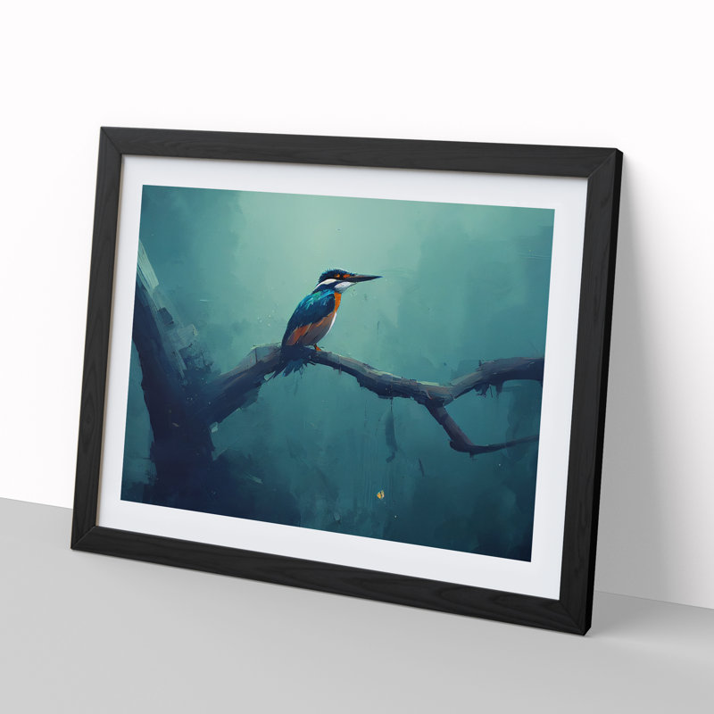 Kingfisher Bird Vol.1 - Framed Print, Black, 46cm H x 64cm W x 2cm D
