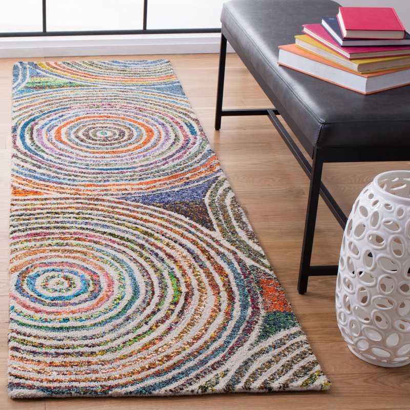 Anaheim Nantucket Hand Tufted Wool/Cotton Oriental Rug in Purple/Green/Blue, Runner 2'3" x 8'