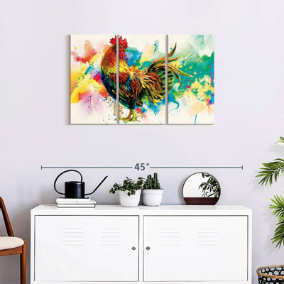 Ensemble de coqs sur toile 3 pièces