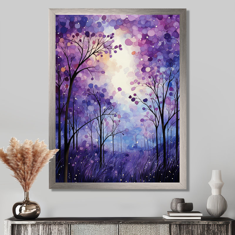 Macmahon Violet Serenade - reproduction d'art sur toile abstraite, Cadre flottant érable, H 32 po x l 16 po x P 1 po