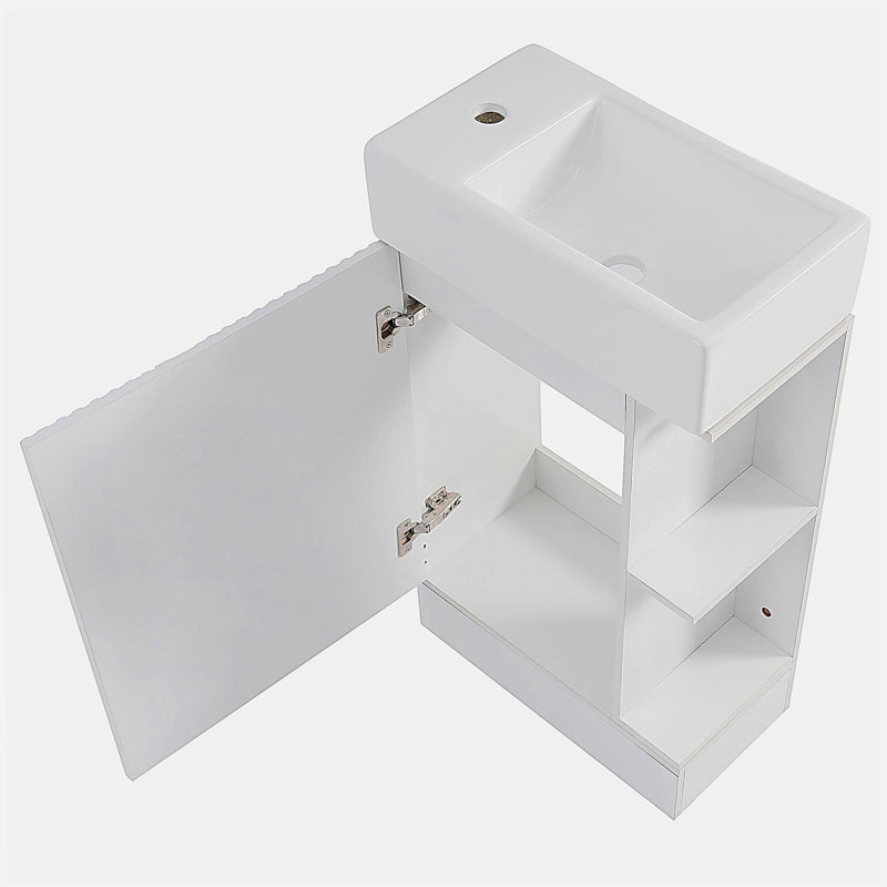 Lavabo de salle de bain de 18,6 pouces avec lavabo, lavabo de salle de bain avec tablettes doubles, direction à gauche ou à droite