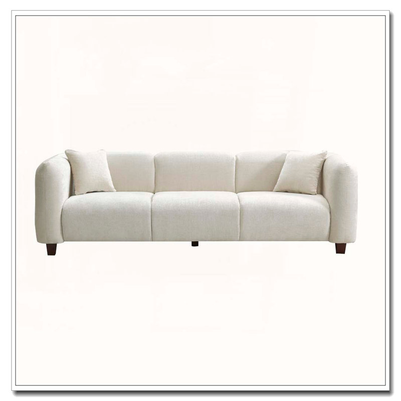 87 po Canapé 3 places rembourré moderne en velours, Beige