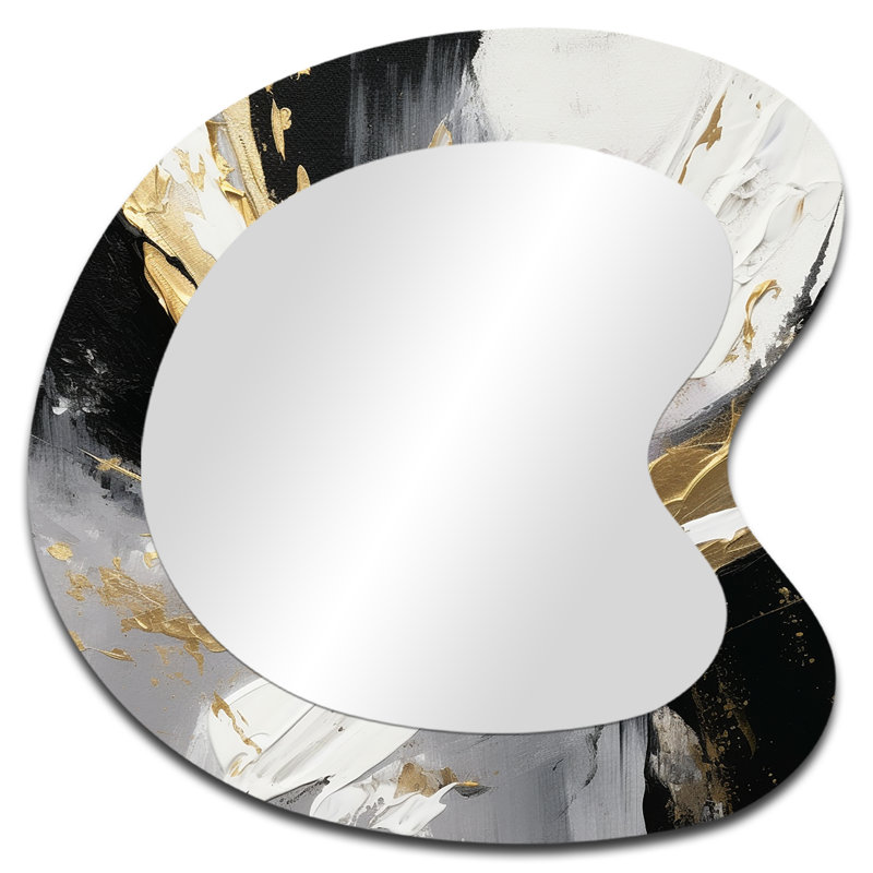 Golden River Wildness abstrait doré et noir II - Miroir mural moderne abstrait en métal, 27 po x 27 po