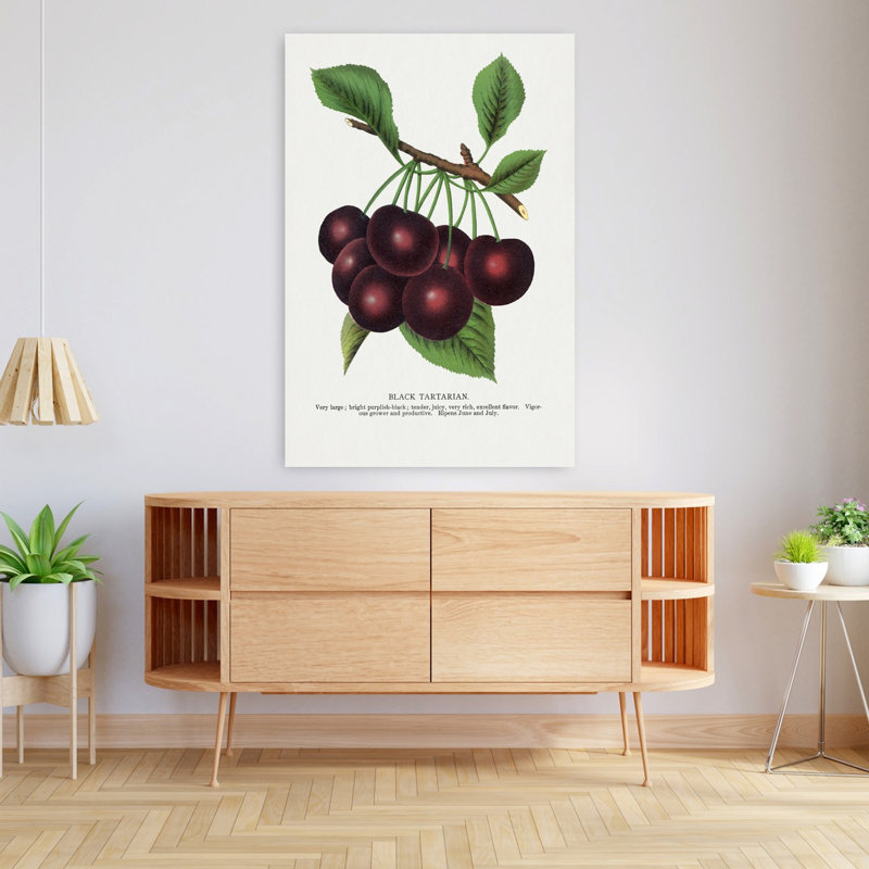 Art mural rétro, fleur de cerisier tartare noir rétro, H 48 po x l 32 po
