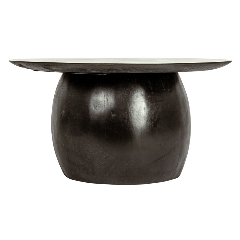 Modern Mango Wood Round Accent Table, Black