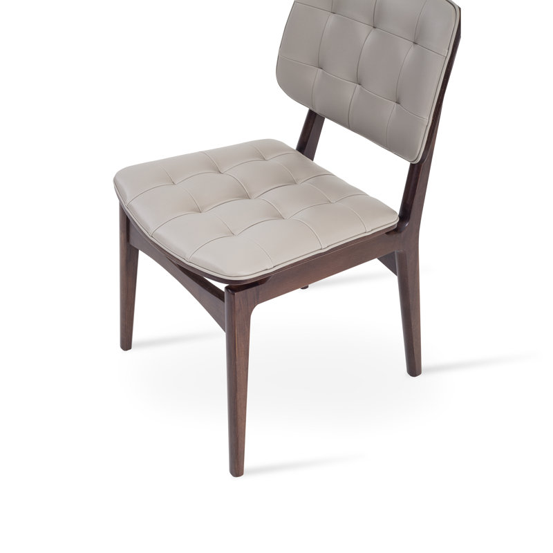 Valencia 18.1'' H Tufted Faux Leather Upholstered Side Chair, Bone Faux Leather