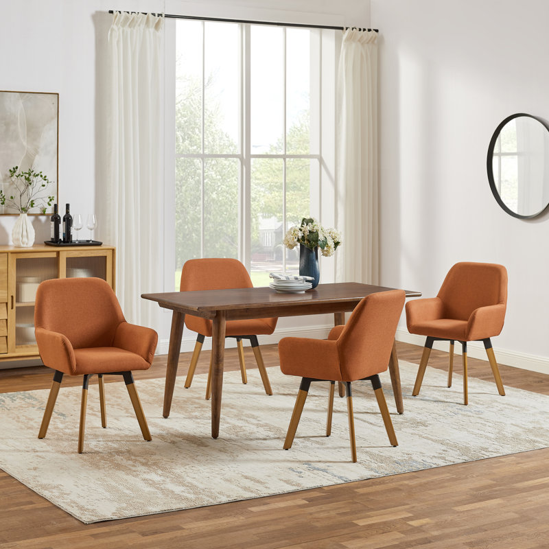 Aroya Linen Swivel Dining Armchair(Set of 4), Camel