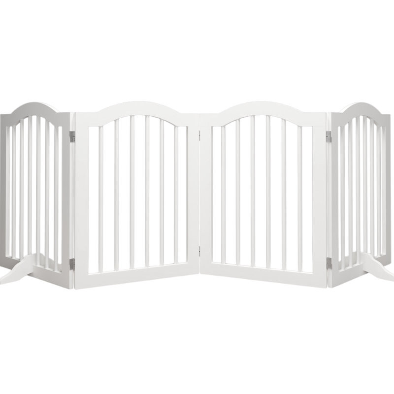 4 barrières en bois massif pour animaux de compagnie, d'une hauteur de 27,6 po, pliables et portatives, pour divers espaces. Grille en bois à 4 panneaux, clôture, portes, couloirs, cuisines. Finition