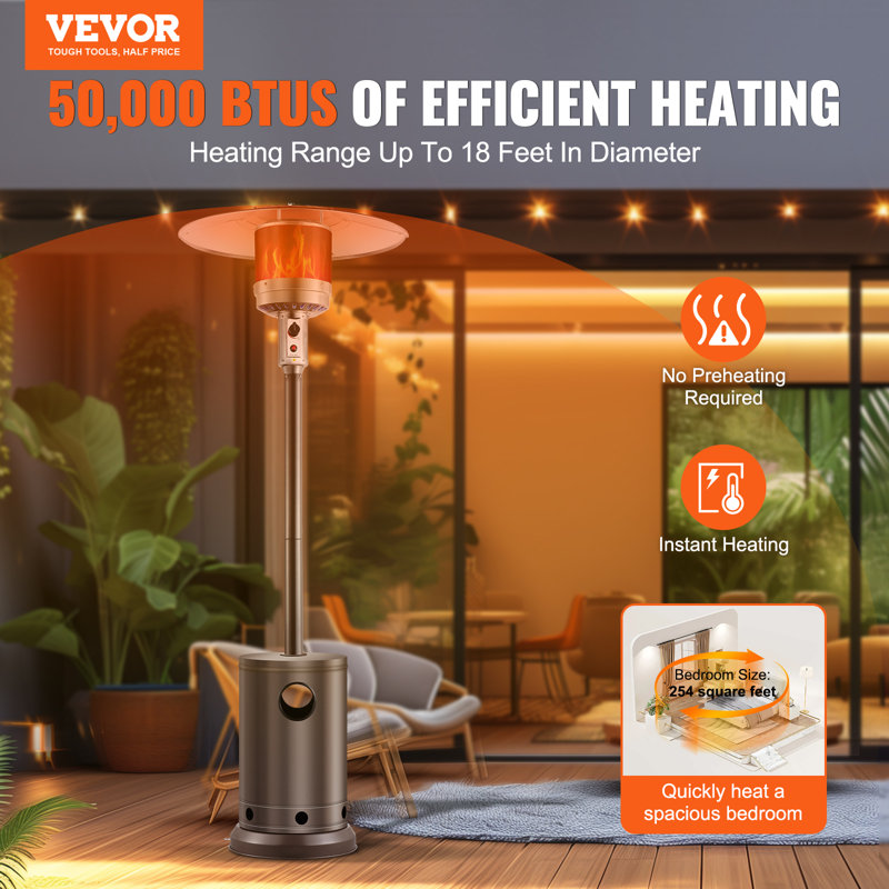 Bronze 50000 BTU Propane Patio Heater with Round Table Design