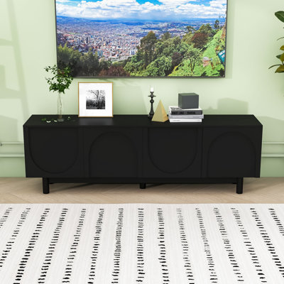 Meuble télé avec tablettes réglables, console multimédia minimaliste pour téléviseur de 78 po ou moins