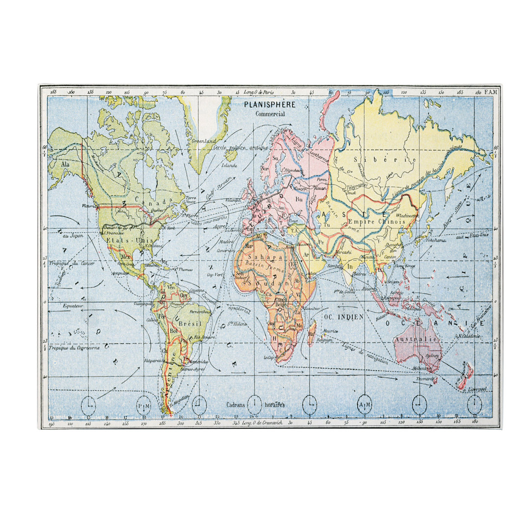"Map of Principal World Trade Routes, 1912" Graphic Art on Canvas 17 Stories