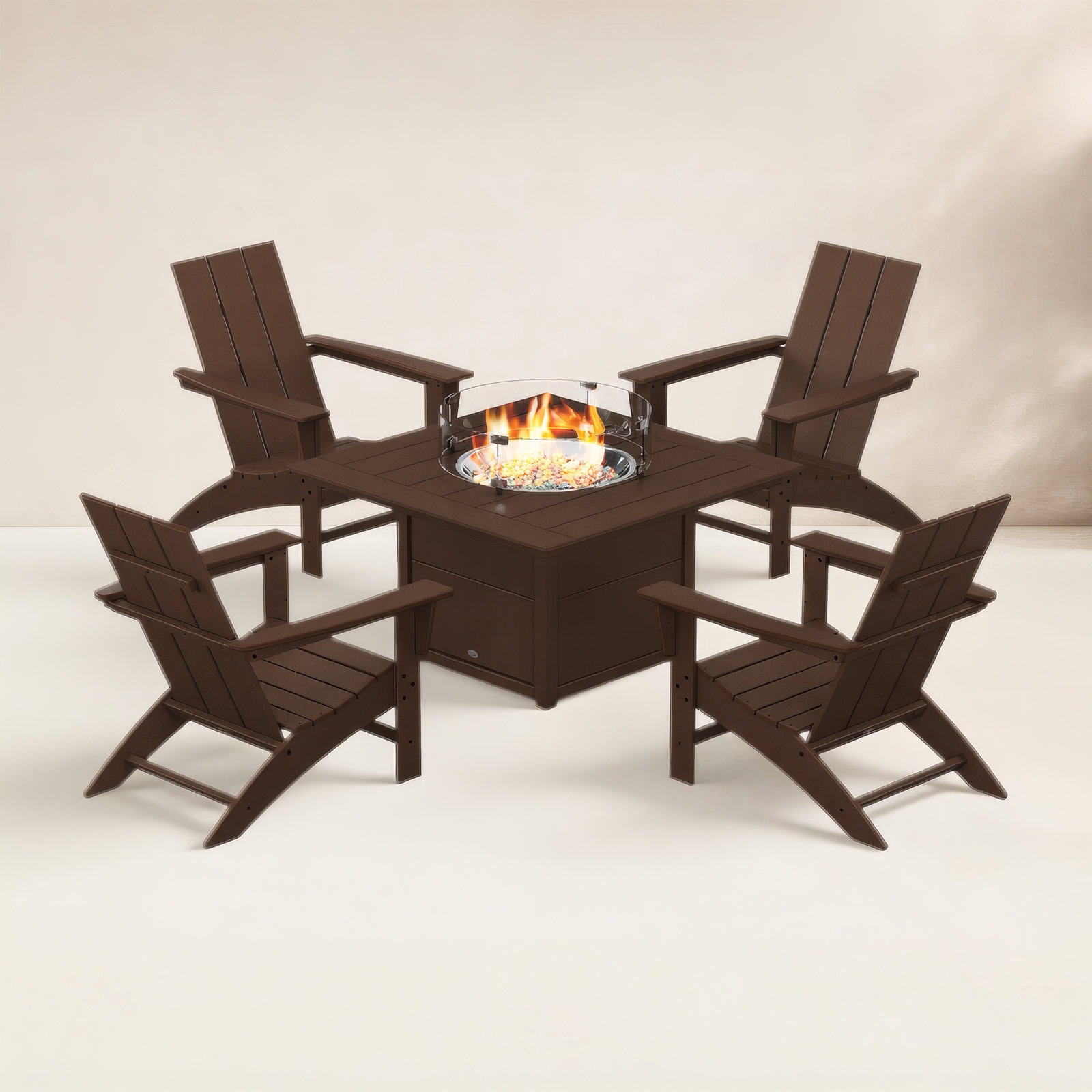 POLYWOOD® Modern Adirondack 4-Person Patio Seating Group, Mahogany