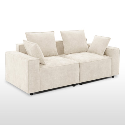 Canapé modulaire en chenille à accoudoirs carrés 78 po Makassar