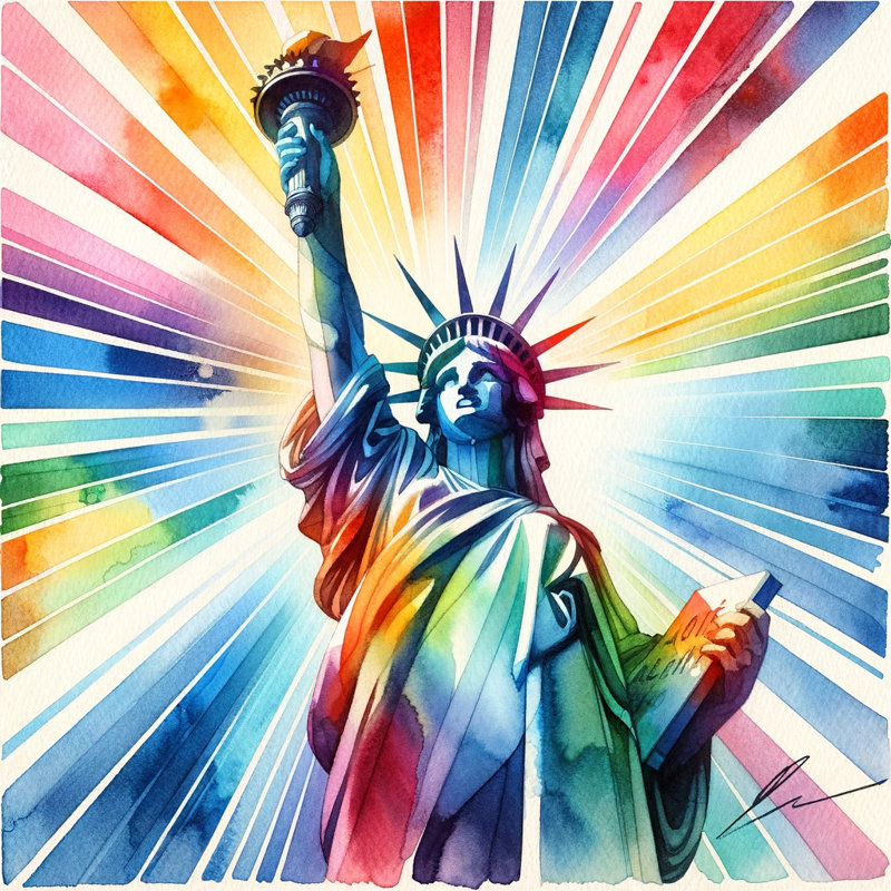 Prismatic Liberty, reproduction d'art sur toile tendue, H 12 po x l 12 po x P 1 po