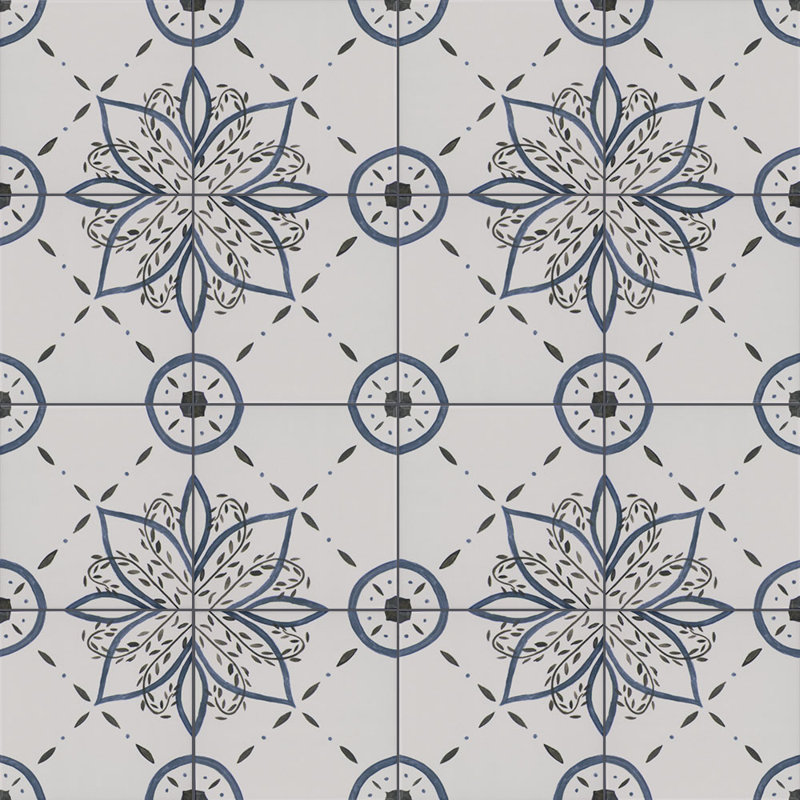 Carreau de porcelaine Santorini, Bleu
