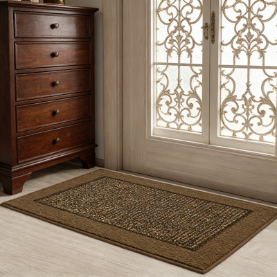 20X32 Inch Indoor Non-Slip Washable Door Mat, Dirt Resistant Absorbent Entryway Rug, Brown