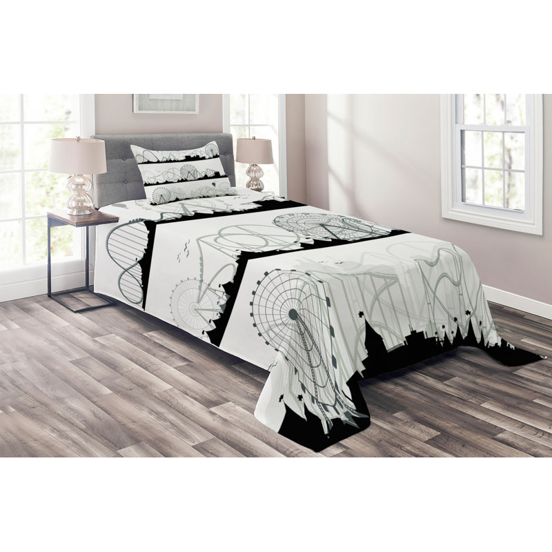 Modern & Contemporary Polyester Coverlet, Twin Bedspread + 1 Sham