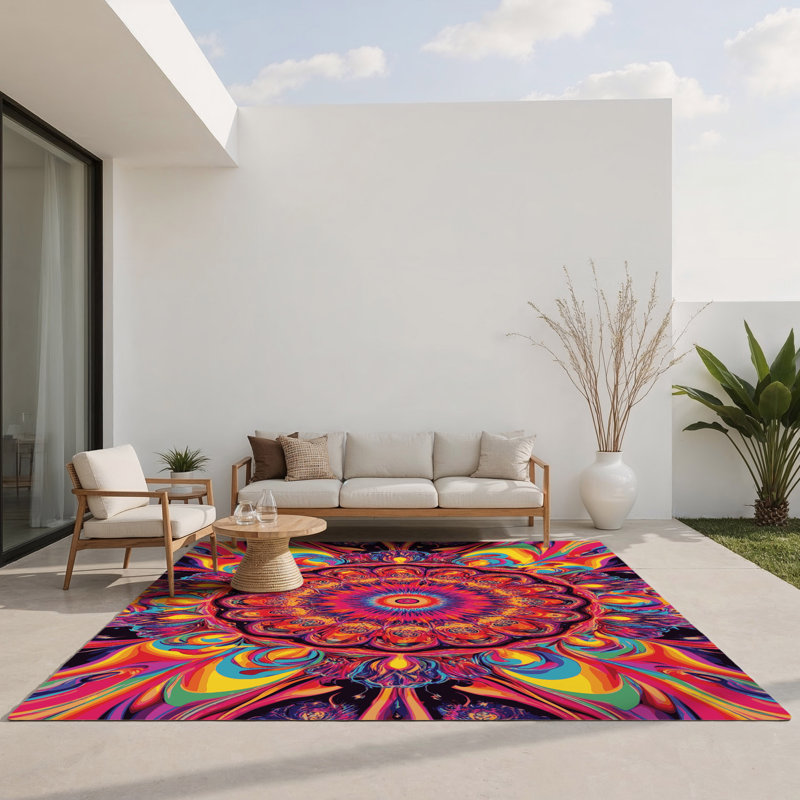 Aurora Spiral Indoor And Outdoor Area Rug, Rectangle 3' x 5'