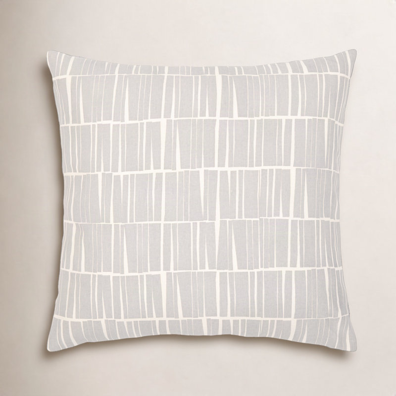 Barrone Abstract Down Reversible Throw Pillow, Medium Gray/Beige, 18" x 18"