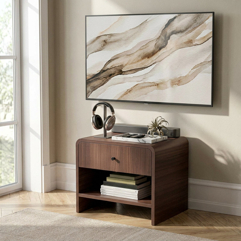Table de chevet l 18 po x H 18 po x P 16 po Parila, Walnut