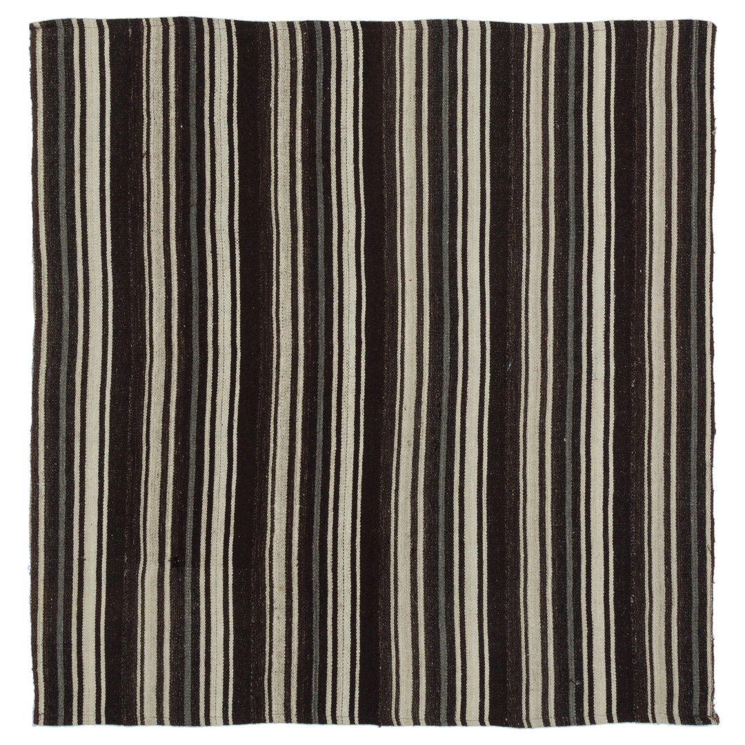 Girit Beige Striped Wool Handmade Area Rug