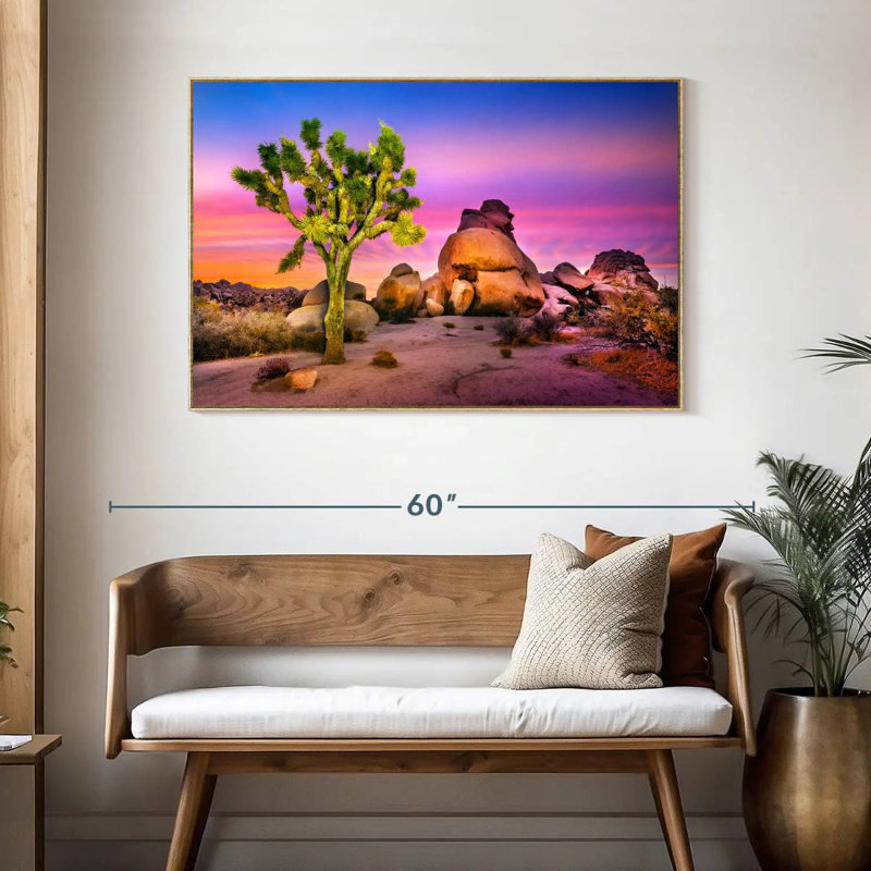 Joshua Tree National Park IV, Cadre flottant en bois naturel, 46 po x 31 po