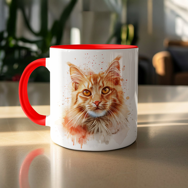Ceramic Coffee Mug, Red, 3