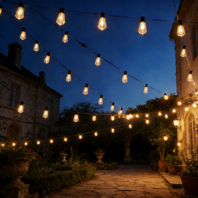 30FT LED String Lights Outdoor, Dimmable Waterproof, 16 Edison Bulbs