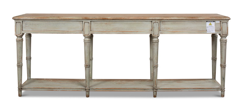 Chantal 93'' W Solid Wood Console Table, Natural Pine/Sage