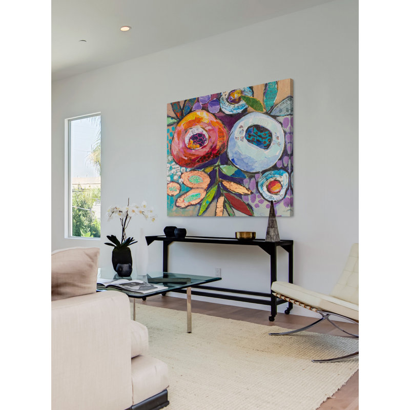 "Plastered Flowers", reproduction sur toile tendue, H 40 po x l 40 po x P 1,5 po
