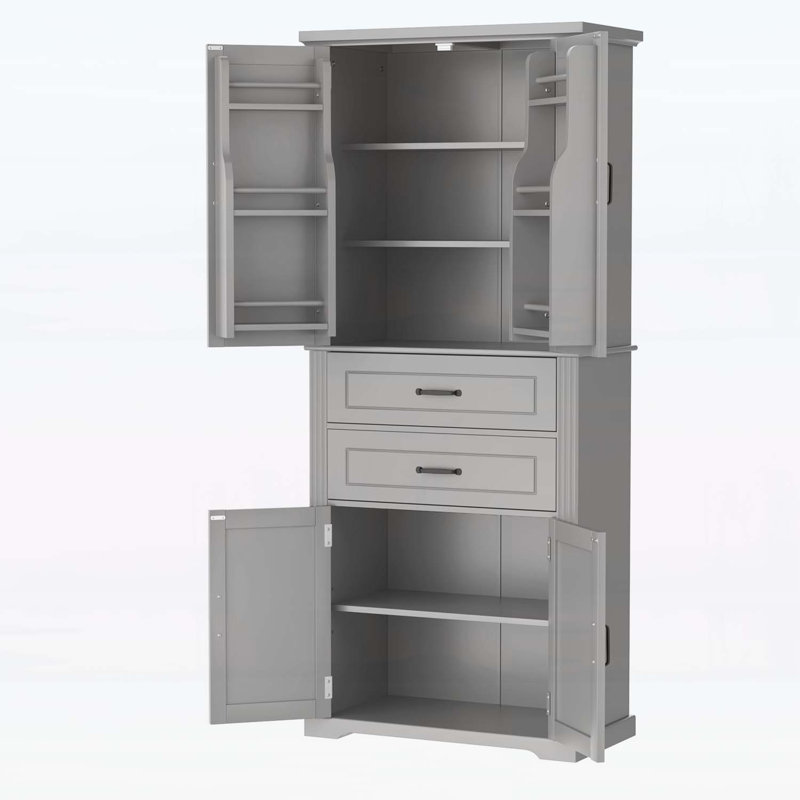 Multi-Functional Storage Cabinet with 2 Drawers and Adjustable Shelf for Various Home Spaces, Gray