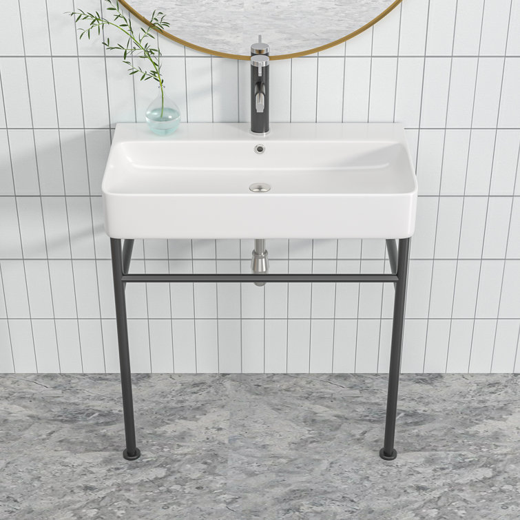 Kichae 16.3'' Ceramic Rectangular Bathroom Sink with Overflow