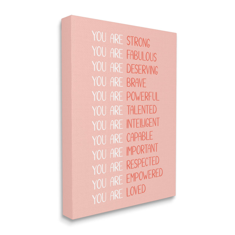 "You Are Positivité", art textuel sur toile, Toile tendue, H 20 po x l 16 po x 1,5 po