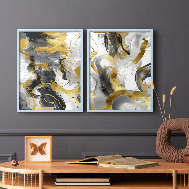 ABSTRACT Series cmxxxvi - reproduction encadrée de qualité supérieure - prête à être accrochée - aucun clou requis - aucun clou requis