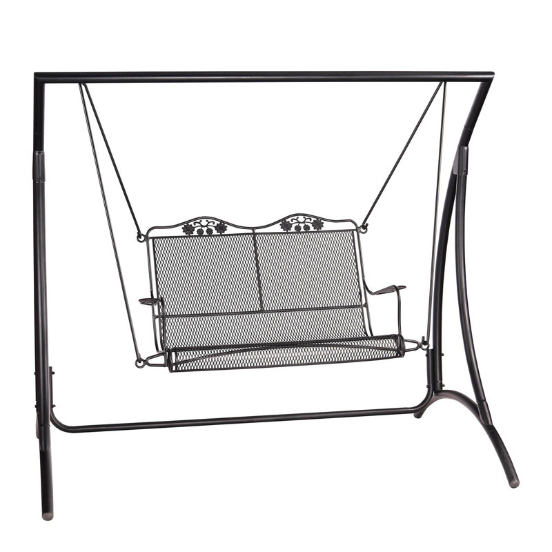 Briarwood Porch Swing, Chestnut Brown, Canvas Navy Sunbrella® Canvas